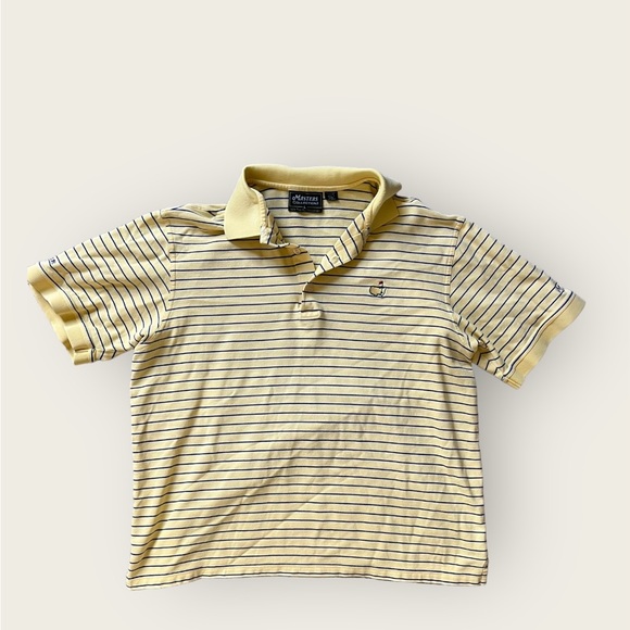 Masters Golf Polo Shirt Adult's L Yellow Stripes Top ONE FLAW 60s's Two Ply✅‎ - Picture 1 of 8